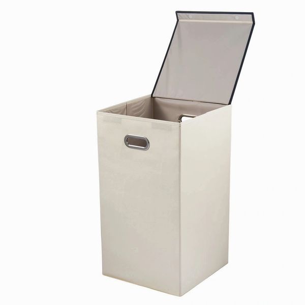 Sagler laundry basket, Folding laundry hamper Ivory laundry sorter