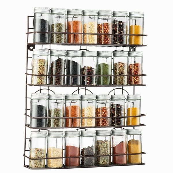 Sagler 4 Tier spice rack spice organizer, wall spice rack, great idea for spice storage, designed spice shelf