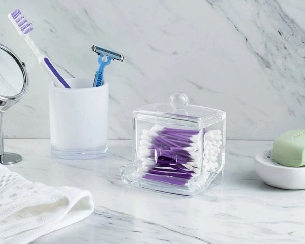 Sagler q tip holder acrylic - compact Swab Organizer - Cotton Bud Storage Box