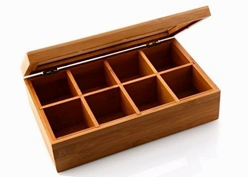 Sagler Tea Box Tea Storage Bamboo Natural, Nice Tea Chest Tea Packaging Good for Tea Bag Holder