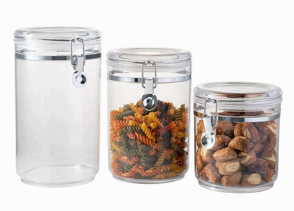 Sagler Acrylic food storage containers with lids canister set (SET OF 3) kitchen canisters plastic containers food containers