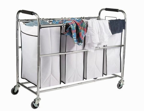 Sagler Bag Laundry Organizer, Chrome/White