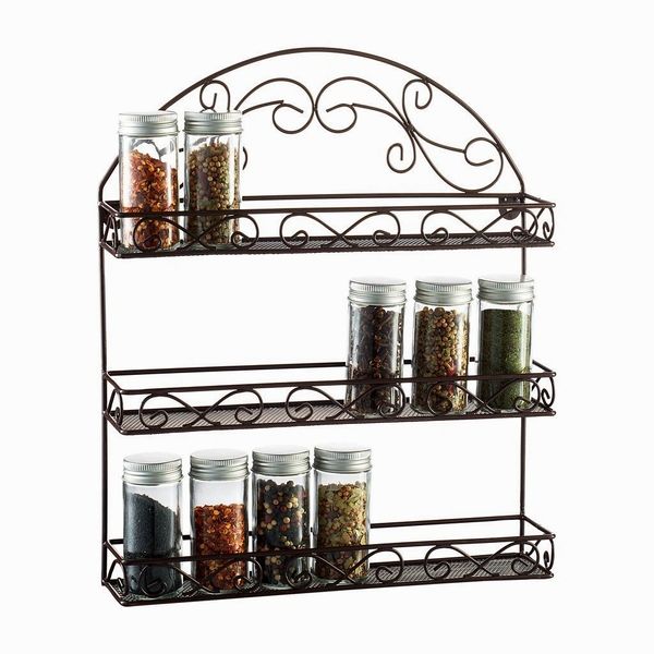 Sagler 3 Tier spice rack spice organizer, wall spice rack, great idea for spice storage, designed spice shelf