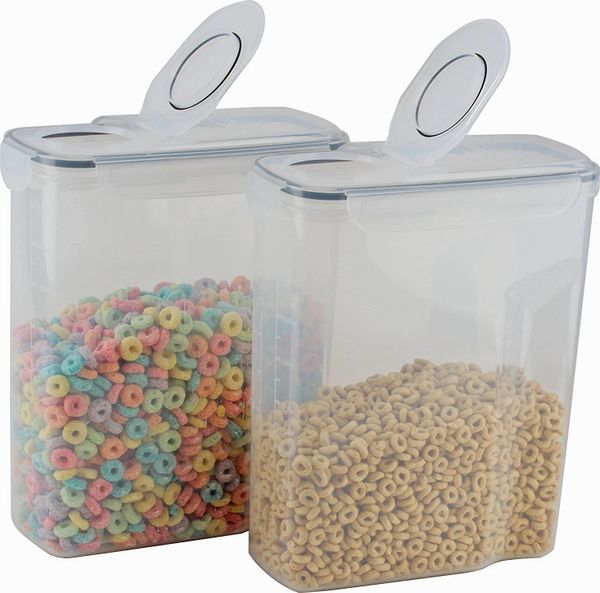 MR.Siga 2 Pack Airtight Cereal Dispenser Set, Plastic Cereal
