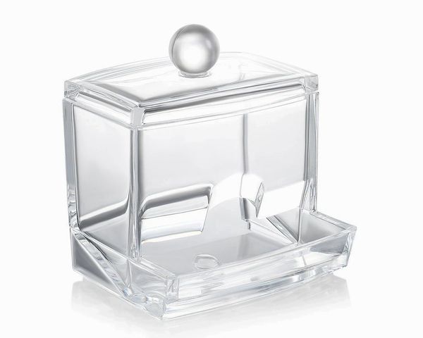 Sagler q tip holder acrylic - compact Swab Organizer - Cotton Bud Storage Box