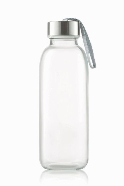 Sagler glass bottles 6 Pack 16oz - glass drinking bottles for Beverage and Juice - water bottle glass with stainless Steel Caps with Carrying Loop - Leak-Proof Lid