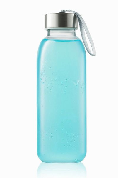 Sagler glass bottles 6 Pack 16oz - glass drinking bottles for Beverage and Juice - water bottle glass with stainless Steel Caps with Carrying Loop - Leak-Proof Lid