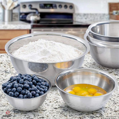 mixing bowls mixing bowl Set of 6 - stainless steel mixing bowls - Polished Mirror kitchen bowls - Set Includes ?, 2, 3.5, 5, 6, and 8 Quart - Ideal For Cooking & Serving - Easy to clean - Great gift