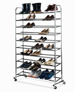 shoe organizer - Chrome shoe storage Supreme 50 Pair Shoe Rack closet shoe organizer