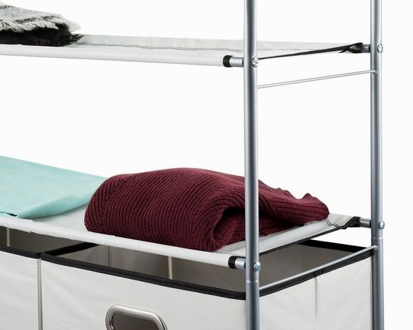 closet organizer - portable closet systems - closet shelving Includes 2 Fabric colapsable Bins - Multi-purpose closet storage