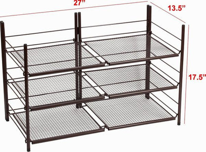 shoe storage Bronze finish foldable- shoe organizer stackable shelves - Shoe Holder for Closet - Shoe shelf made of strong metal materiel