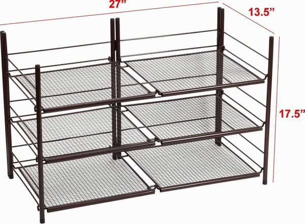 shoe storage Bronze finish foldable- shoe organizer stackable shelves –  sagler
