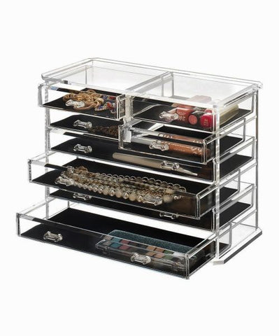 8 Drawer Jewelry Chest and Makeup Organizer, 12.37L by 6W by 11H