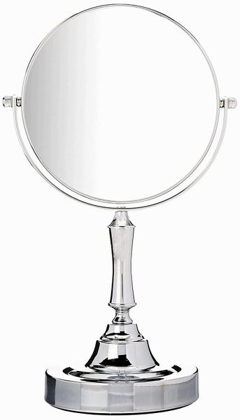 Sagler Vanity Mirror Chrome 6-inch Tabletop Two-Sided Swivel with 10x Magnification, makeup mirror 11-inch Height, Chrome Finish